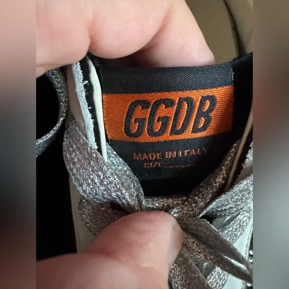 Golden Goose Women's Super Star Suede Silver Sparkle Sneakers + Bags Size 39 - Picture 11 of 14